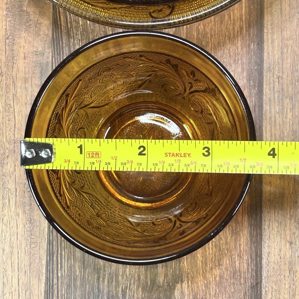 Set of 3 Collectible Indiana Glass Tiara Sandwich Amber Cup, Berry & Salad Bowls - Picture 12 of 16